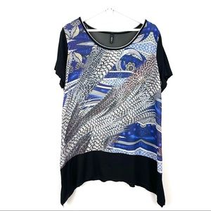 Nordstrom Edista Short Sleeve Feather Print Blouse